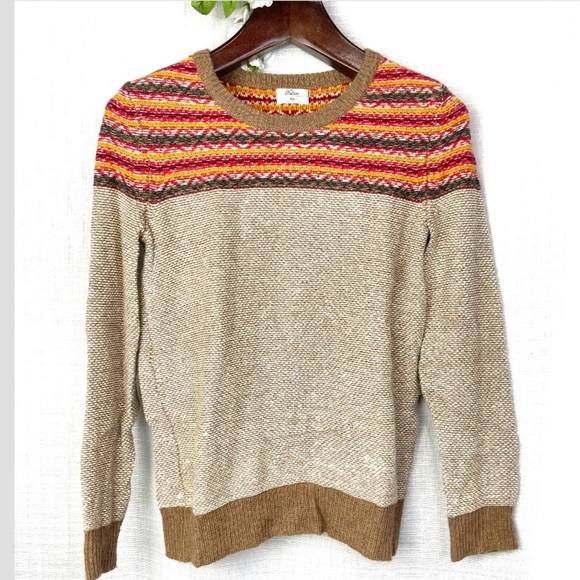 Madewell•Wallace•tan brown Wool Rabbit blend ‘Whistler’ fairisle Sweater XS - Picture 1 of 7